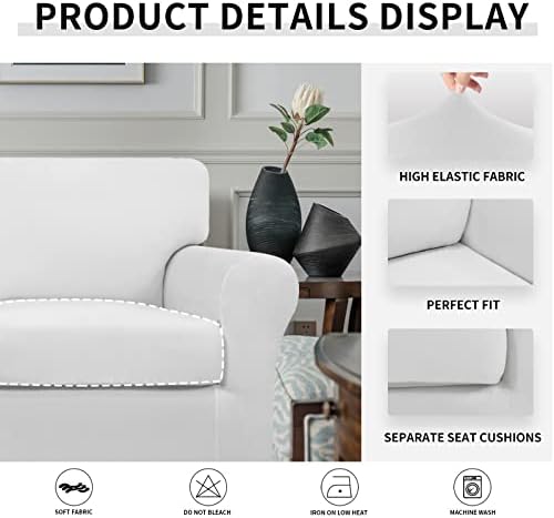Easy-Going 2 Pieces Stretch Sofa Slipcover for Armchair Washable - Image 4