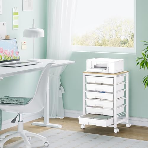 SYKIARIOL Rolling Cart with 6 Drawers,White - Image 5
