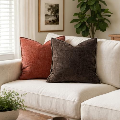 MIULEE Decorative Couch Throw Pillow Covers 18x18 Inch Dark Brown 2 Pack - Image 4