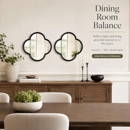 2 PCS Clover Mirror Wall Decor, Metal Framed Glass Mirror Tiles, Lucky Four Leaf Clover Design Decorative Mirrors for Home Office, Dorm, Hallway, DIY Wall Art Mirror Set - Image 5