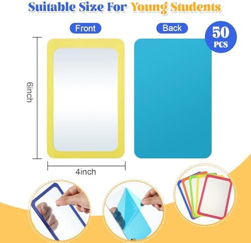 Dandat 50 Pcs 6x4 Shatter Proof Unbreakable Kids Mirrors, Cute Colors - Image 2