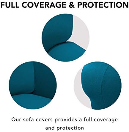 PureFit Stretch Oversized Couch Covers Sofa Slipcovers Peacock Blue - Image 3
