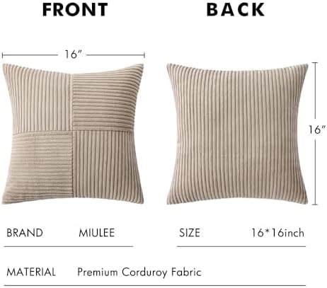 MIULEE Taupe Decorative Throw Pillow Covers for Couch 16x16 Inch - Image 6