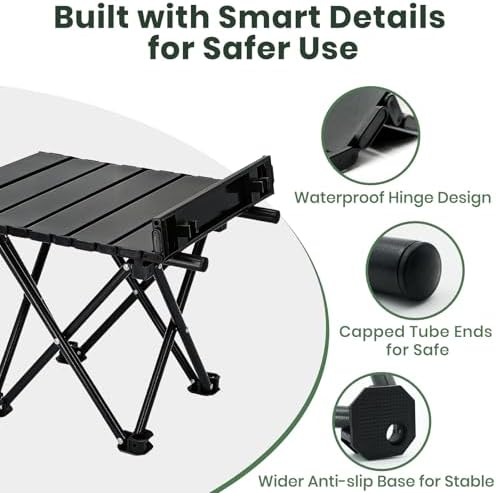 2 Pack Camping Table Foldable, Portable Folding Beach Table, Black-M - Image 4