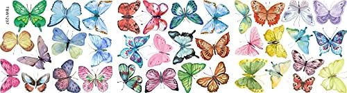 AOWDIAO Watercolor Butterfly Peel and Stick Wall Decals for Girls Bedroom Nursery Room Decor - Image 2
