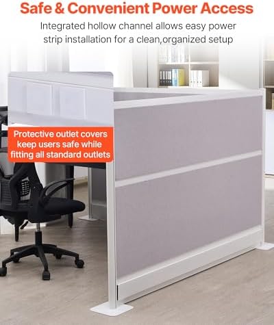 VEVOR Office Divider Privacy Partitions, 2-Pack, 72" x 48" Room Divider Walls, PET Workstation Cubicle Partition with Outlet Covers, Freestanding Privacy Panels for Office Library School - Image 3