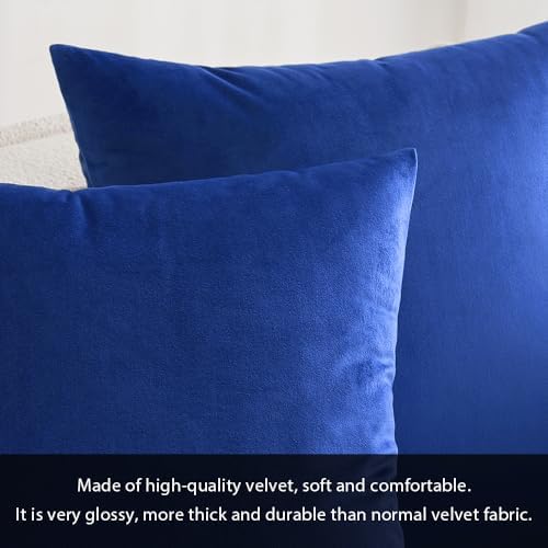 MIULEE Velvet Throw Pillow Covers 18x18 Inch Pack of 2 Royal Blue - Image 2