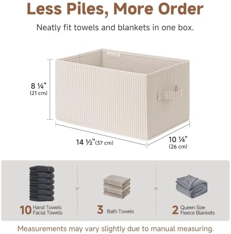 StorageWorks Shelf Organizer Bins, Beige Stripes, 3-Pack, Large - Image 6