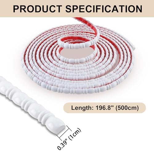 Hungbak 0.39" x 196.8" Peel and Stick Finished White Bead and Reel Molding Trim - Self-Adhesive Decorative Strip for Picture Frame, Mirror, Shelf, Wall, Door, Cabinet - Image 2