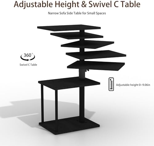 Faesun Swivel Side Table for Couch Arm, Adjustable C End Table for Recliner or Bed, Tv Trays with Storage Shelf for Small Spaces Small Nightstand Table for Living Room, Bedroom，2pc - Image 5