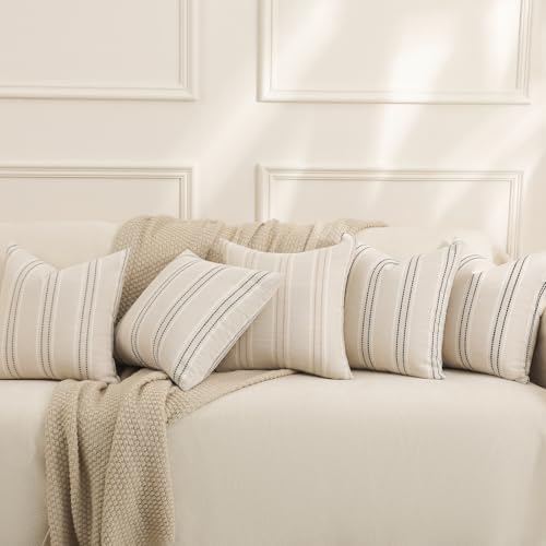 Hckot Decorative Pillow Covers 18x18 Striped Throw Pillow Covers Grey - Image 5