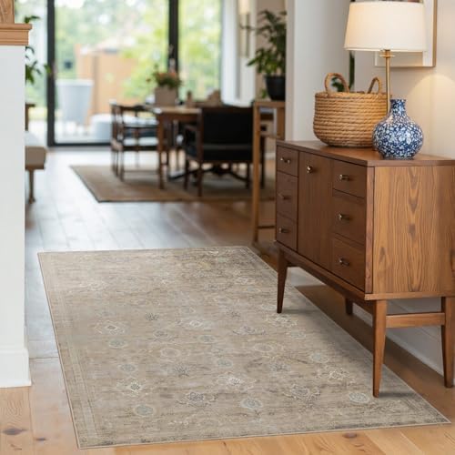 Rugxara 3x5 Rug for Entryway Bedroom Washable Area Rugs Carpet, Beige - Image 2
