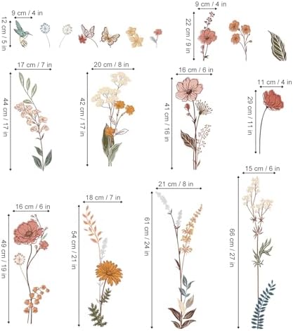 wondever Boho Flower Floral Wall Decals Wildflower Grass Wall Stickers | Peel and Stick, Removable, Wall Art Decals, Wall Decoration, Kids Room, Girls Bedroom Baby Nursery Playroom Decor - Image 4