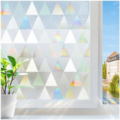 rabbitgoo Window Privacy Film, Stained Glass Rainbow Cling, 17.5" x 157.4" by rabbitgoo