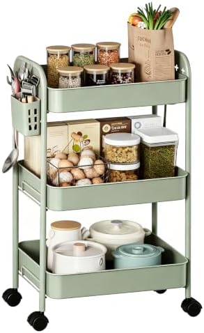 Heavy-Duty Rolling Cart 3 Tier Metal Utility Storage Cart by Unknown