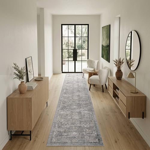Rugxara 2x10 Washable Runner Rug for Hallway Kitchen Entryway, Taupe/Grey - Image 3