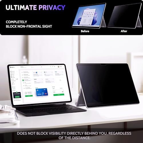 Peslv Privacy Screen for 12.3 Inch Surface Pro 7+/7/6/5/4/3, MagicSuction™ Removable Anti Spy Black Protector, Glare Blue Light Filter for Microsoft Laptop Computer Monitor - Image 4
