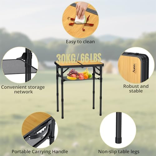 Anbte 2ft Camping Table Foldable, 24" x 16" Small Folding Table Portable - Image 4