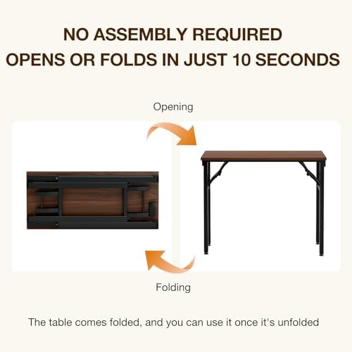 TEMI Small Computer Desk Folding Table - 35.8" Foldable Office Desk, No Assembly, Perfect for Small Spaces in Bedroom, Dorm, or Apartment, Portable Mini Desk or Study Table with Compact Design, Walnut - Image 4