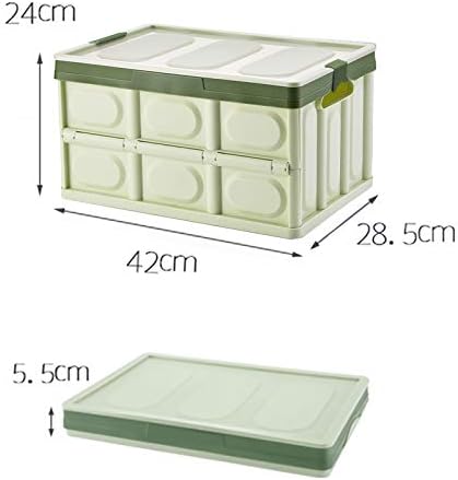 Lidded Storage Bins 2 Pack 30L Collapsible Storage Box Crates Plastic Tote Storage Box Container Stackable Folding Utility Crates for Clothes Books Snack Shoe Bag and Grocery Storage Bin-Green - Image 5