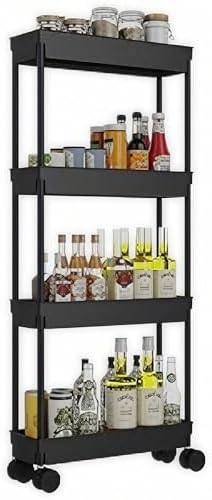 Sooyee 4 Tier Slim Storage Cart, Black by Sooyee
