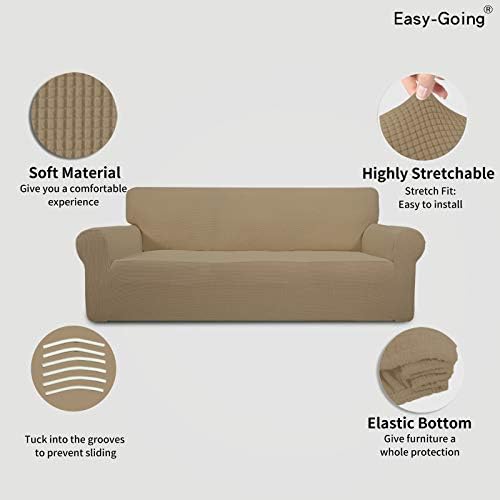 Easy-Going Stretch Oversized Sofa Couch Slipcover Washable Tan - Image 3