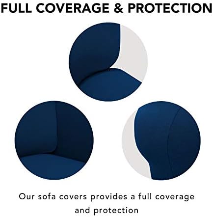 PureFit Stretch Couch Covers for Sofa 4 Seater Slipcovers Navy - Image 3