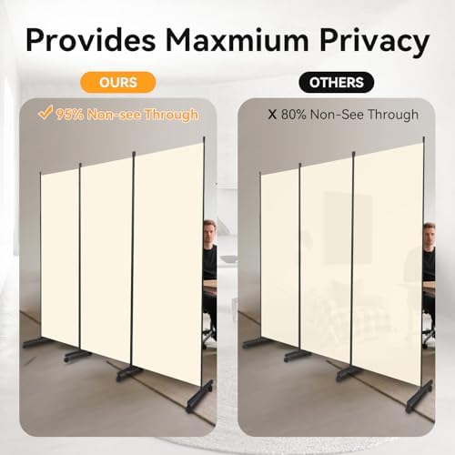 Folding Room Divider W/Wheels,Heavy Duty Base Privacy Screen Separator - Image 3