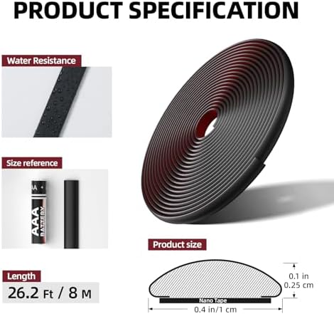 26.2 Ft Peel and Stick Wall Molding Trim, D-Shape Flexible Molding Trim Matte Black for Backsplash, Mirror, Wall, Window & Door Frames, Waterproof Self Adhesive Trim(W:0.4", T:0.1") - Image 4