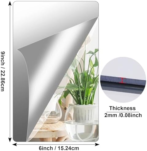 JUNEBRUSHS 8 Pack Self Adhesive Acrylic Mirror, 6X 9 Inch Mirror Tiles - Image 2