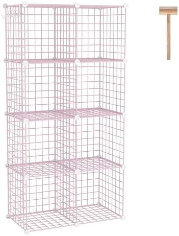 C&AHOME Wire Cube Storage, 8 - Cube Organizer Metal C Grids Units, Pink by CAHOME