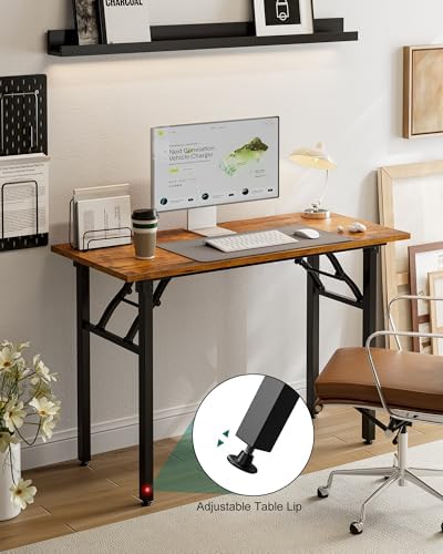 Frylr Small Folding Computer Desk – Portable 43.3 Inch Foldable Laptop Table, Collapsible and Compact for Easy and Fast Setup, Lightweight for Small Spaces, Home Craft and Study Use, Rustic Brown - Image 6