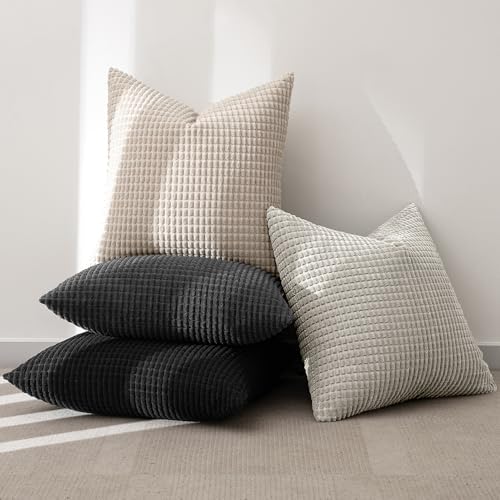 MIULEE Neutral Cream/Grey Decorative Pillow Covers 18x18 Inch Set of 4 - Image 6