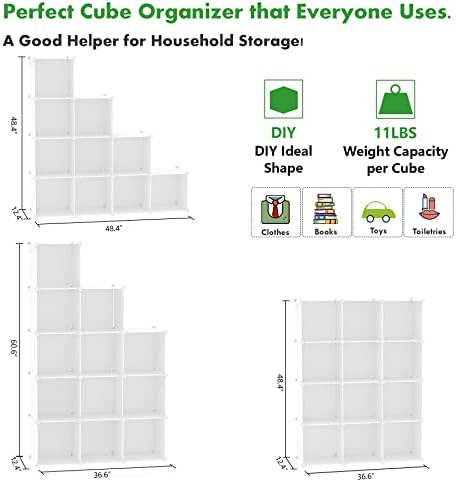 C&AHOME Cube Storage Organizer, 12-Cube Shelf Units, Closet Cabinet Milky - Image 6