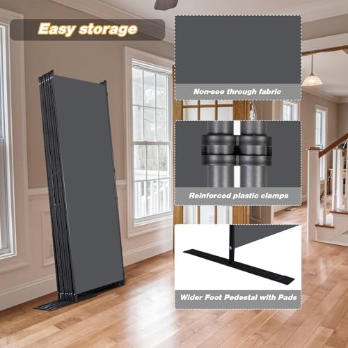 Room Divider, 8 Panel Folding Privacy Screens with Wider Feet, Grey - Image 4