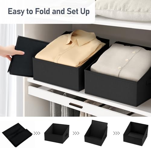 DIMJ Closet Storage Bins 10 Pack - Fabric Storage Baskets for Shelves, Collapsible Clothes Organizer with Handles, Trapezoid Shelf Organization Storage Cubes for Purse, Toys, Books, Towel, Clothes - Image 4
