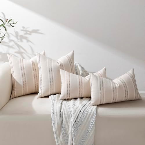 Hckot Terracotta Throw Pillow Covers 12x20 Set of 2 Striped Pillow Covers - Image 5