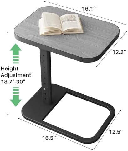 Kitstorack Upgraded TV Tray Table with Panel Lock, 90° Flip-Over Design & Adjustable Height, Sofa Arm Side Table for Eating, Laptop, Couch, Bed, or Small Spaces, Dark Gray - Image 5