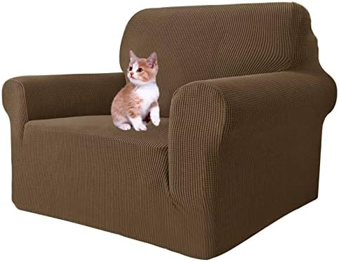 MAXIJIN Stretch Chair Cover Chair Slipcovers with Arms, 1-Piece Couch Sofa Chair Covers for Living Room, Non Slip Armchair Cover (31"-46") Furniture Protector Dogs Pet Friendly (Chair, Brown) by MAXIJIN