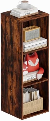 Book Shelf, Wooden Cube Storage Organizer with 11" Open Cubes, Stackable Bookcase for Room Divider Storage, 3 Tier Bookshelf for Living Room, Bedroom, Office (Indonesian Antique Oak, 3-Cube) by Nestwise