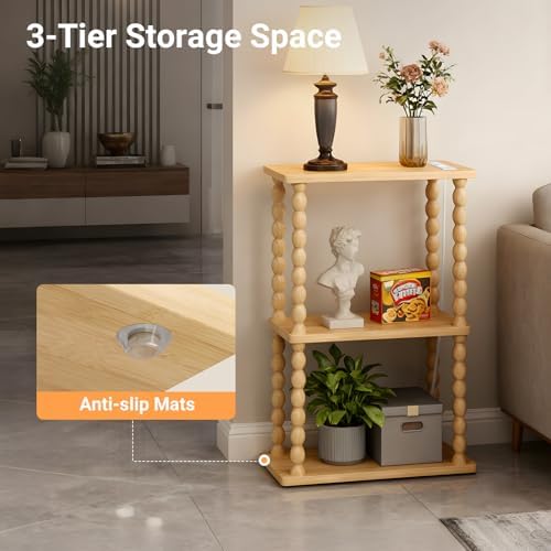 ELYKEN Side Table with Charging Station, Set of 2 Narrow Bedside Table - Image 6