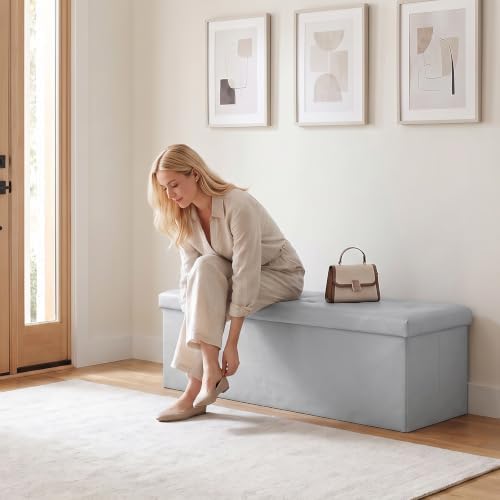 OLIXIS 43 Inch Foldable Storage Ottoman Bench, End of Bed Storage Bench - Image 2