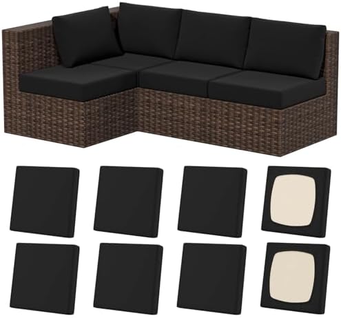 8Pcs Outdoor Cushion Covers, Stretch Patio Furniture Couch Chair Slipcovers by VORSHAPE