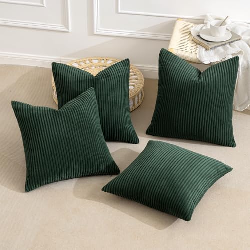 MIULEE Soft Corduroy Decorative Throw Pillow Covers Army Green 18x18 - Image 6