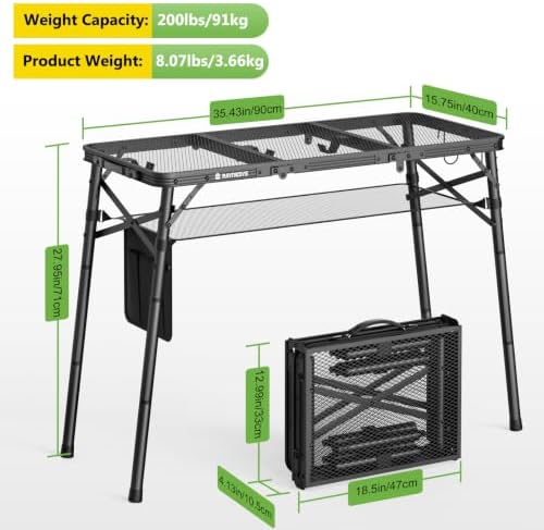 Raynesys Portable Folding Grill Table for Outside for Picnic, Camping - Image 2