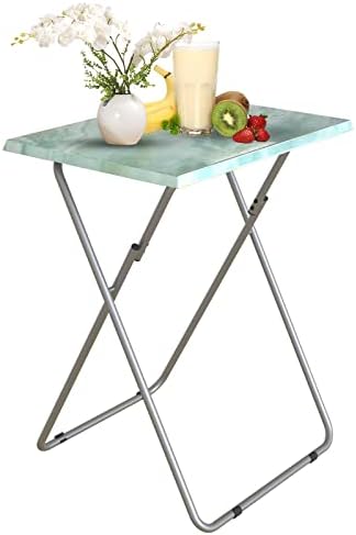 Garden 4 you Folding TV Tray Table TV Dinner Table with Sturdy MDF Top,Eating Trays for Living Room with No Assembly Required 15 x 18.9 x 26 in(Sea Blue,1PC) by Garden4you
