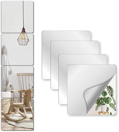Unbreakable Mirror Tiles Self Adhesive,4 PCS 14”x12” Toddler Mirror For Classroom Decor, Peel And Stick On Small Mirrors For Wall Decor, Shatterproof Plastic Mirrors Stickers for Kids Decorative by NKJVE