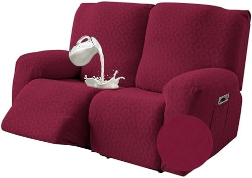 Genina Waterproof Recliner Loveseat Cover,2 Seat Couch Cover,Wine Red by Genina