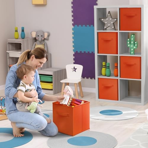 Sorbus Fabric Storage Cubes, 6-Pack Foldable Bins (13 Inch, Orange) - Image 3