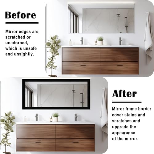 Alened 15M Black Mirror Border Peel and Stick, Wood Grain Wallpaper Border - Image 2